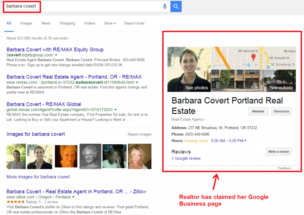 barbara covert google business page layout