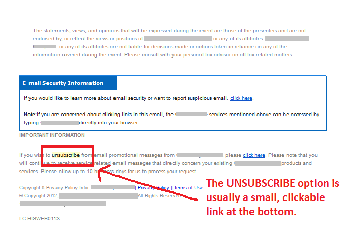 unsubscribe from email