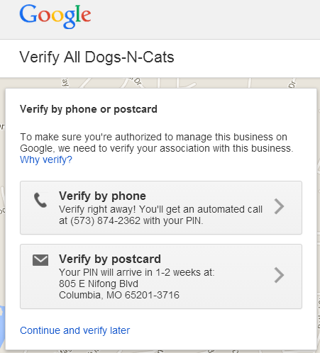 verify business on google places