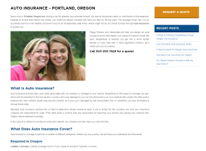 auto insurance page on peggy romero insurance website