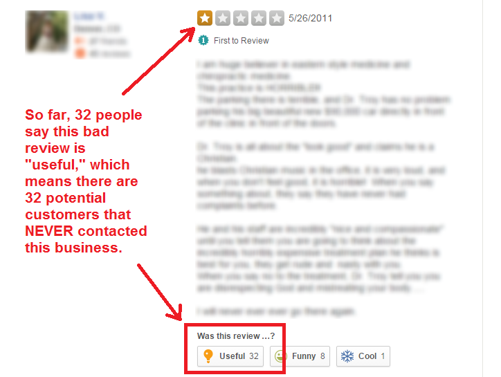 bad review on yelp
