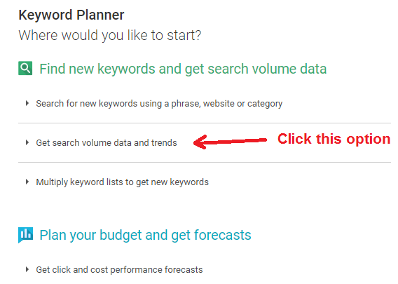 google keyword planner