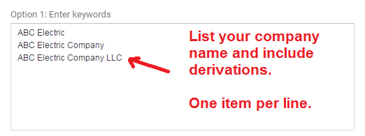 google keyword planner - list company name