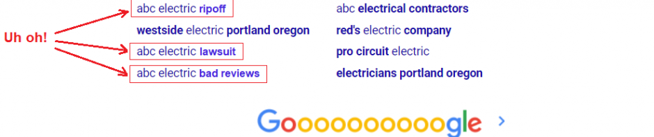 example of negative related searches in google